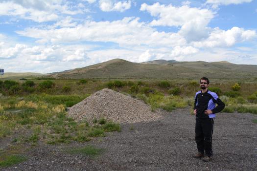 Son and Gravel Pile, still life. Toponas vicinity